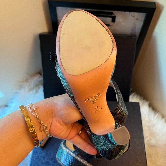 PRADA black snake leather twist knot block sandals heels ✨ - Picture 9 of 16